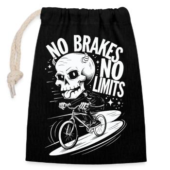 No Brakes No Limits Skull Bike - Closable cotton gift bag (14x20cm) - black - Front