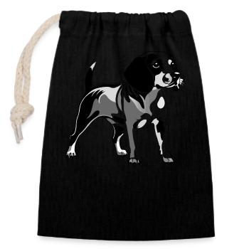 Beagle - Pet Dog Design - Verschließbarer Geschenkbeutel aus Baumwolle (14x20cm) - Schwarz - Vorne