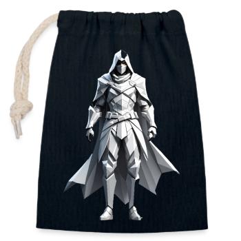 Assassin - Conception de jeux vidéo Low Poly - Sac cadeau en coton avec cordon (14 x 20 cm) - bleu marine - Devant
