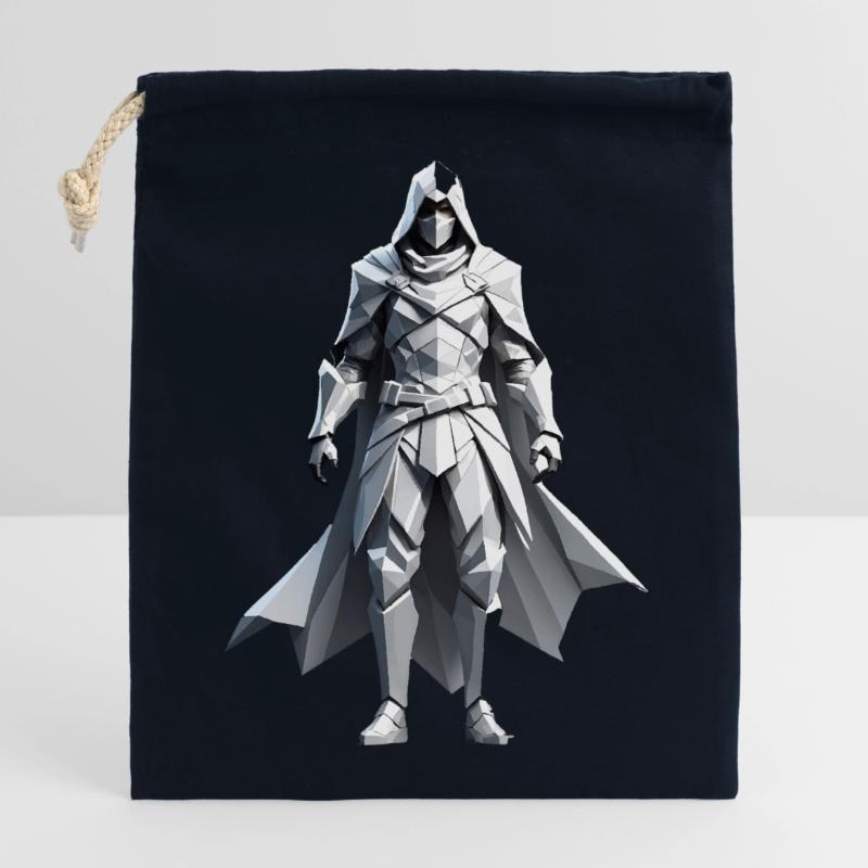 Assassin - Conception de jeux vidéo Low Poly Sac cadeau en coton avec cordon (14 x 20 cm)