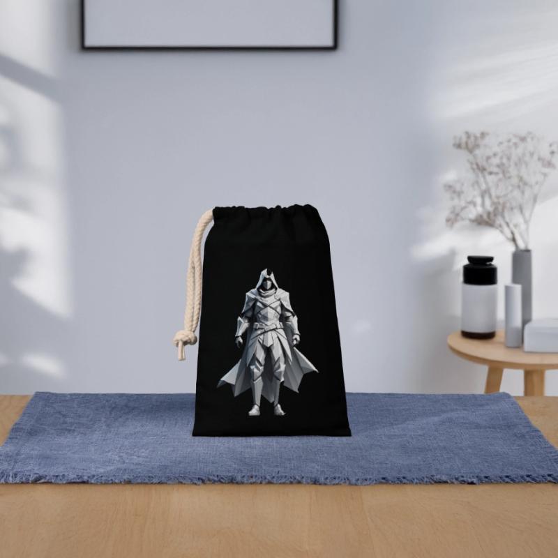 Assassin - Conception de jeux vidéo Low Poly Sac cadeau en coton avec cordon (14 x 20 cm)