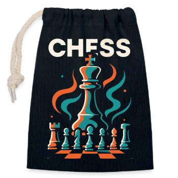 Königszug – Schach trifft Stil - Verschließbarer Geschenkbeutel aus Baumwolle (14x20cm) - Navy - Vorne