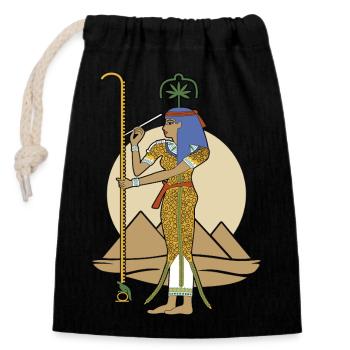 SESHAT Dame des Livres - Sac cadeau en coton avec cordon (14 x 20 cm) - noir - Devant