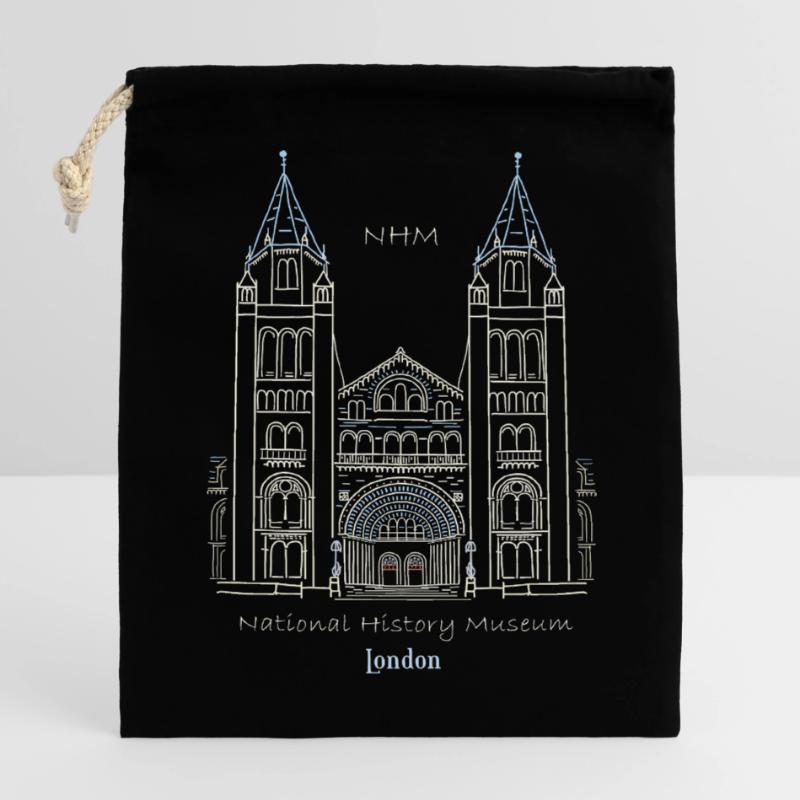 Londres, Musée d’histoire naturelle NHM, Dessin, Royaume-Uni Sac cadeau en coton avec cordon (14 x 20 cm)