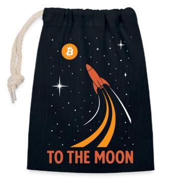 Le bitcoin sur la lune - Sac cadeau en coton avec cordon (14 x 20 cm) - bleu marine - Devant