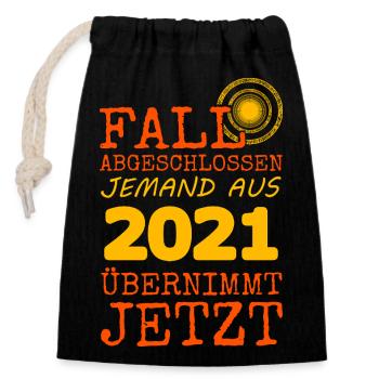 Fall 2021 - Verschließbarer Geschenkbeutel aus Baumwolle (14x20cm) - Schwarz - Vorne