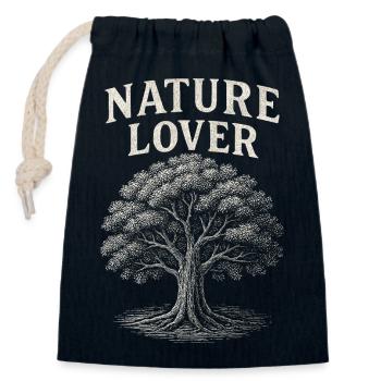 Naturliebhaber Geschenk Baum Natur Wald Wandern - Verschließbarer Geschenkbeutel aus Baumwolle (14x20cm) - Navy - Vorne