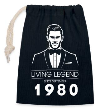 45th Birthday Living Legend (GENT) since 09/1980 - Closable cotton gift bag (14x20cm) - navy - Front