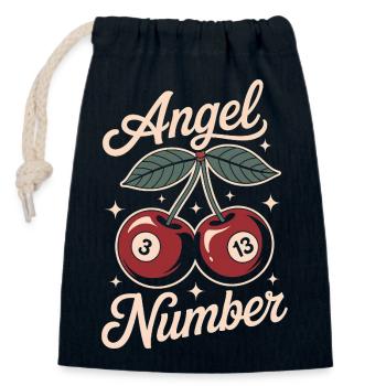 Engelszahl 313 Retro Kirsche Spirituelle Numerologie - Verschließbarer Geschenkbeutel aus Baumwolle (14x20cm) - Navy - Vorne