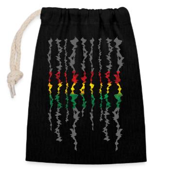 Ruban Rasta Rayures Niveaux de Gris - Sac cadeau en coton avec cordon (14 x 20 cm) - noir - Devant