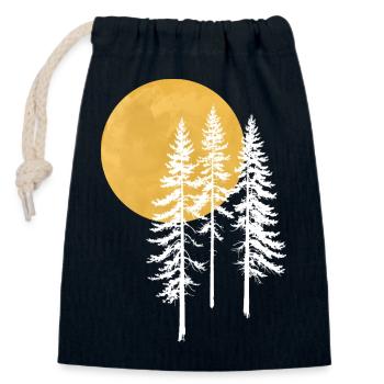 Silhouette de pins ensoleillés - Sac cadeau en coton avec cordon (14 x 20 cm) - bleu marine - Devant