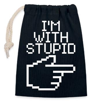 I'm With Stupid – Lustiger IT Spruch - Closable cotton gift bag (14x20cm) - navy - Front