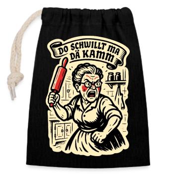 Do schwillt ma dä Kamm - Badische Sprüche - Verschließbarer Geschenkbeutel aus Baumwolle (14x20cm) - Schwarz - Vorne