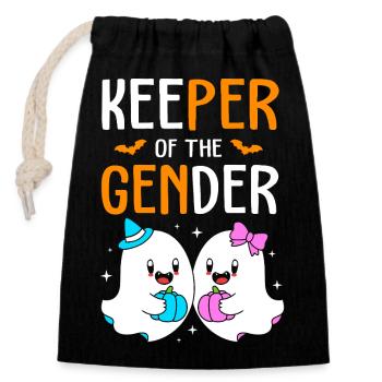 Halloween Gender Reveal - Verschließbarer Geschenkbeutel aus Baumwolle (14x20cm) - Schwarz - Vorne