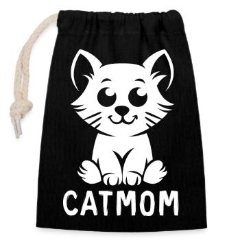 Mignon chat maman chat motif - Sac cadeau en coton avec cordon (14 x 20 cm) - noir - Devant