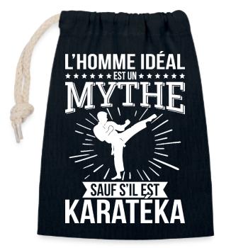 The ideal man is a myth unless he is a karateka - Closable cotton gift bag (14x20cm) - navy - Front