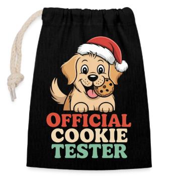 Chien de Noël Humour - Sac cadeau en coton avec cordon (14 x 20 cm) - noir - Devant