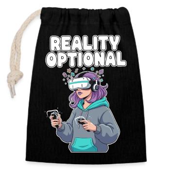 Reality Optionnel VR Gamer - Sac cadeau en coton avec cordon (14 x 20 cm) - noir - Devant