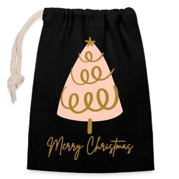 Christmas Tree Gold Lines Merry Christmas Gifts - Closable cotton gift bag (14x20cm) - black - Front