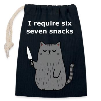 6-7 Mème Internet 6 7 Snack Cat - Sac cadeau en coton avec cordon (14 x 20 cm) - bleu marine - Devant