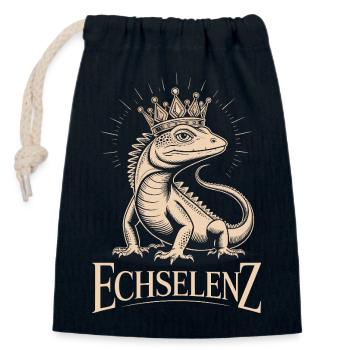Echselenz Lustige Echse - Verschließbarer Geschenkbeutel aus Baumwolle (14x20cm) - Navy - Vorne