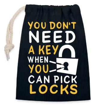 Funny Locksmith Picking Locks Hobbyist Graphic - Closable cotton gift bag (14x20cm) - navy - Front