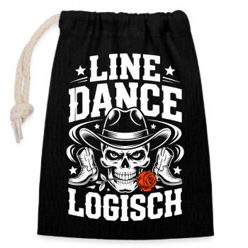 Line Dance Logical Skull - Closable cotton gift bag (14x20cm) - black - Front