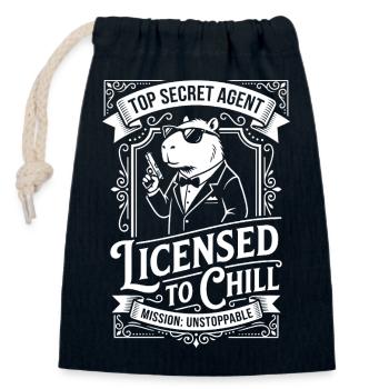 Licensed to Chill - Agent Humor - Sac cadeau en coton avec cordon (14 x 20 cm) - bleu marine - Devant