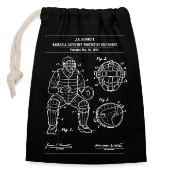 Plan d’édition vintage pour receveur de baseball - Sac cadeau en coton avec cordon (14 x 20 cm) - noir - Devant