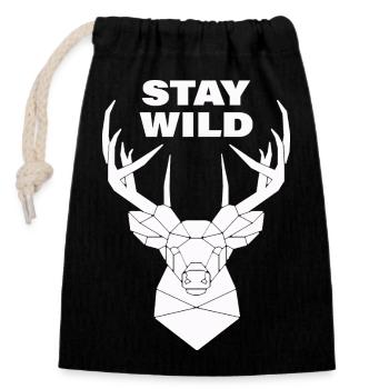 STAY WILD - Verschließbarer Geschenkbeutel aus Baumwolle (14x20cm) - Schwarz - Vorne