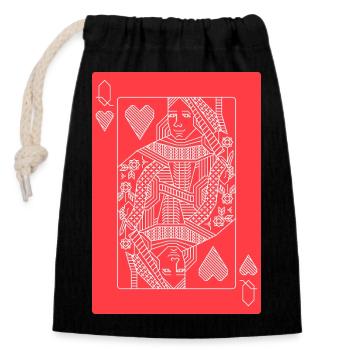 Art géométrique moderne en traits de la Reine de Cœur - Sac cadeau en coton avec cordon (14 x 20 cm) - noir - Devant