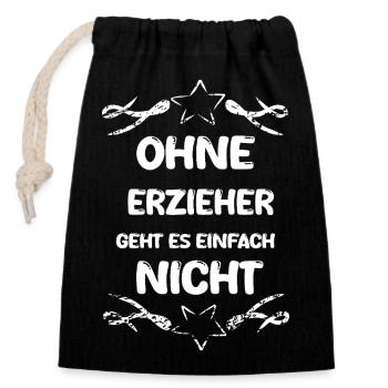 Erzieher als Spruch - Verschließbarer Geschenkbeutel aus Baumwolle (14x20cm) - Schwarz - Vorne