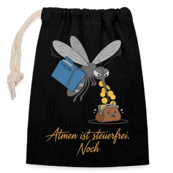 La respiration est exonérée d’impôts. Toujours ! - Sac cadeau en coton avec cordon (14 x 20 cm) - noir - Devant