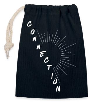 CONNECTION – Universal Energy - Closable cotton gift bag (14x20cm) - navy - Front