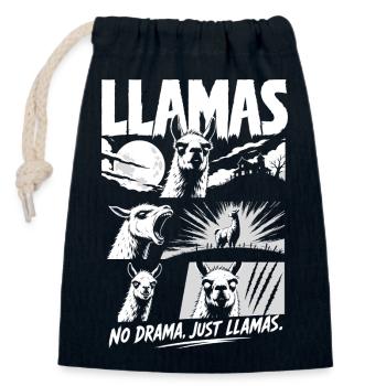 Llamas Horror Comic No Drama Art - Verschließbarer Geschenkbeutel aus Baumwolle (14x20cm) - Navy - Vorne