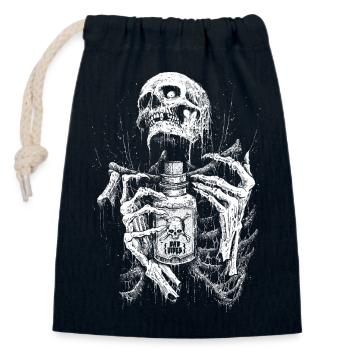 Dripping Skeleton Monochrome - Closable cotton gift bag (14x20cm) - navy - Front
