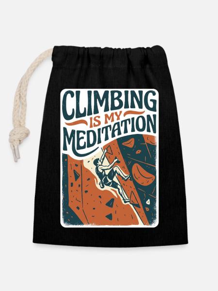 Climbing Passion - Verschließbarer Geschenkbeutel aus Baumwolle (14x20cm) - Schwarz