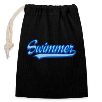 Schwimmer - Verschließbarer Geschenkbeutel aus Baumwolle (14x20cm) - Schwarz - Vorne