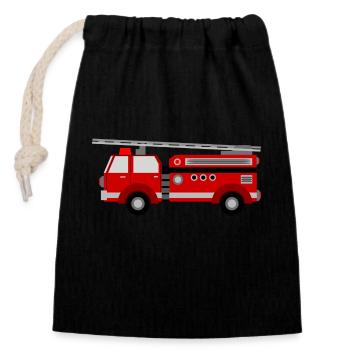 firetruck - Closable cotton gift bag (14x20cm) - black - Front