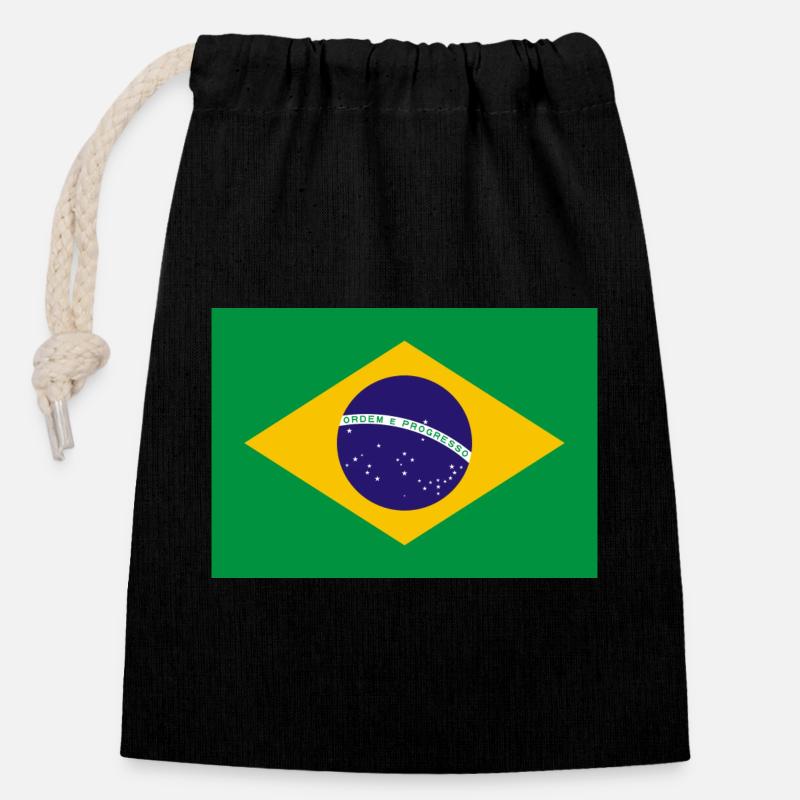 Brasilien - Verschließbarer Geschenkbeutel aus Baumwolle (14x20cm) - Schwarz