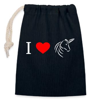 I love unicorns - i love unicorns - Closable cotton gift bag (14x20cm) - navy - Front