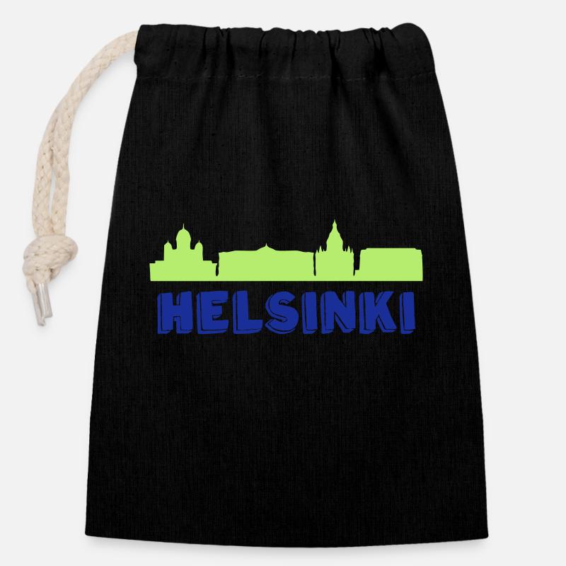 Helsinki - Closable cotton gift bag (14x20cm) - black