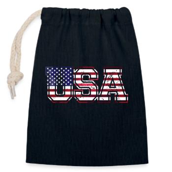 USA United States - Closable cotton gift bag (14x20cm) - navy - Front