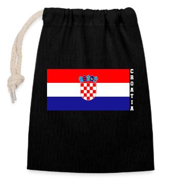 Kroatien Land Flagge Symbol Geschenk - Verschließbarer Geschenkbeutel aus Baumwolle (14x20cm) - Schwarz - Vorne