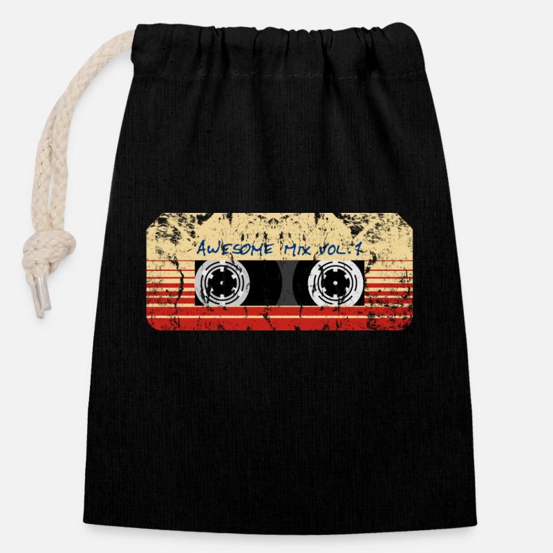Mix Tape Awesome Vol.1 - Verschließbarer Geschenkbeutel aus Baumwolle (14x20cm) - Schwarz