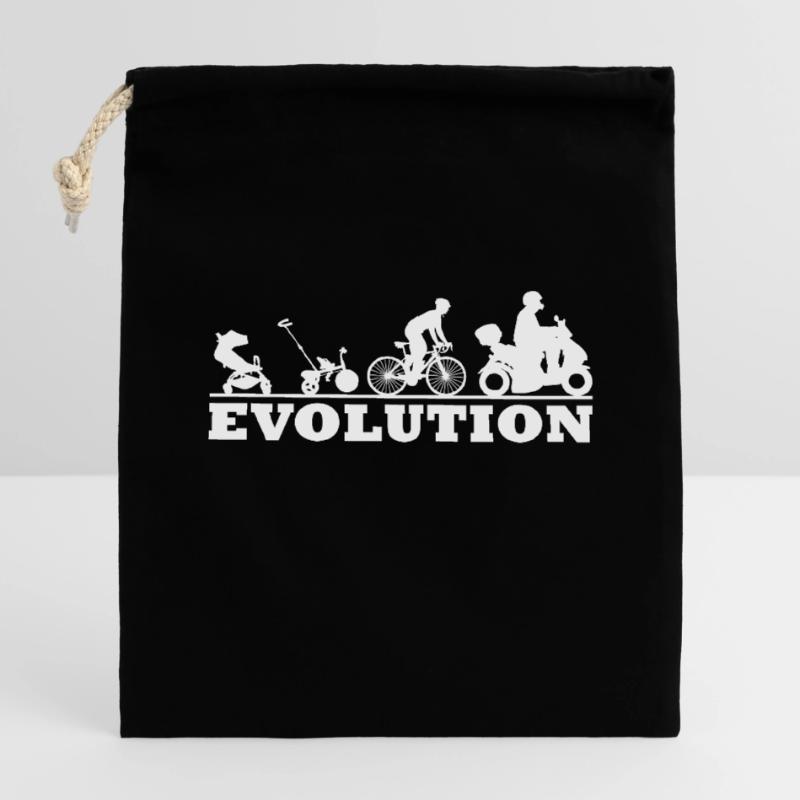 Motorroller Rollerfahrer - Evolution Verschließbarer Geschenkbeutel aus Baumwolle (14x20cm)