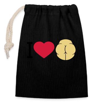 i love ass herz liebe logo rund nackte frau sexy a - Verschließbarer Geschenkbeutel aus Baumwolle (14x20cm) - Schwarz - Vorne