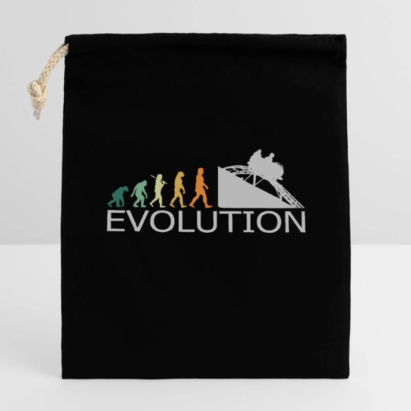 Roller Coaster - Evolution Retro Vintage Closable cotton gift bag (14x20cm)