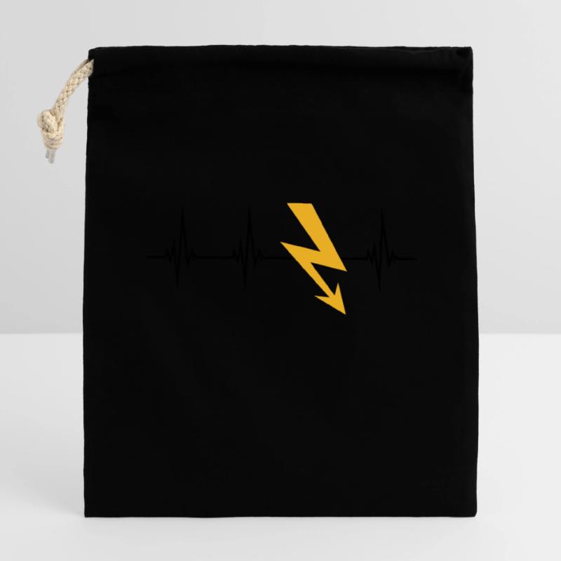 strom puls herzschlag frequenz elektrisch blitz en Verschließbarer Geschenkbeutel aus Baumwolle (14x20cm)