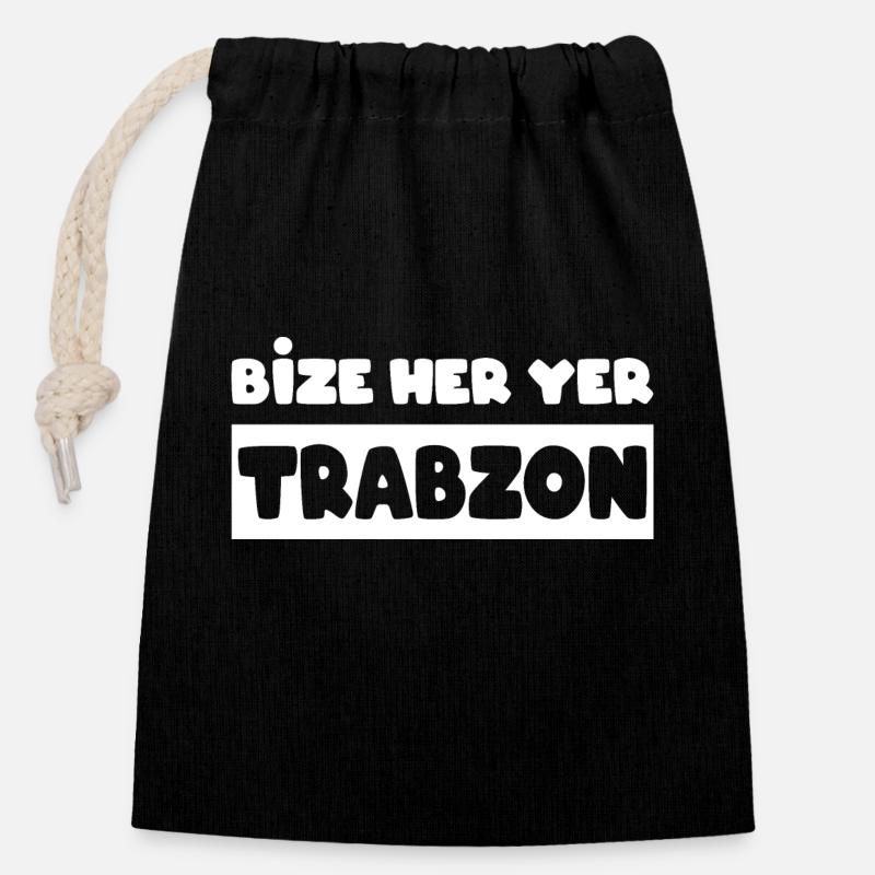 Bize her yer Trabzon 61 - Sac cadeau en coton avec cordon (14 x 20 cm) - noir